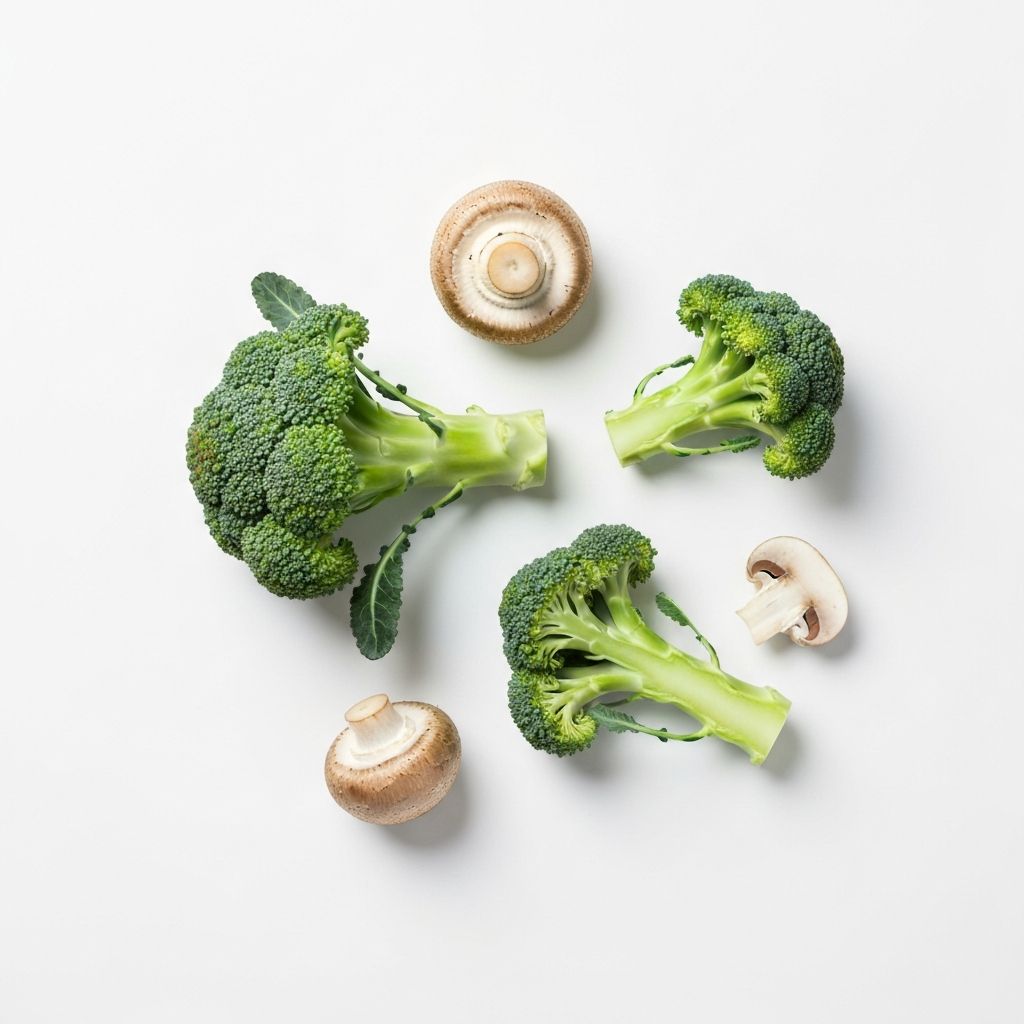 Vegetables and foods containing chromium including broccoli and mushrooms